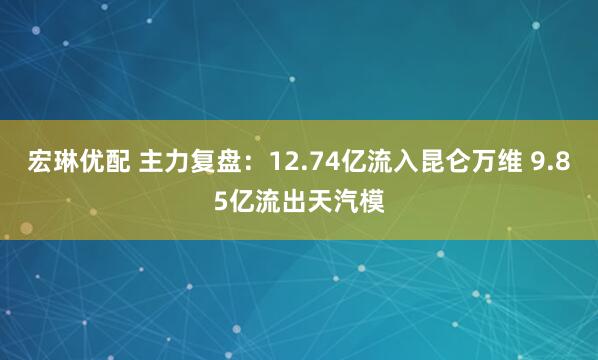 宏琳优配 主力复盘：12.74亿流入昆仑万维 9.85亿流出天汽模